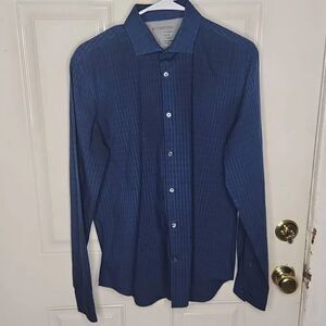 Calvin Klein extreme slim fit long sleeve shirt blue and black checkered men's M